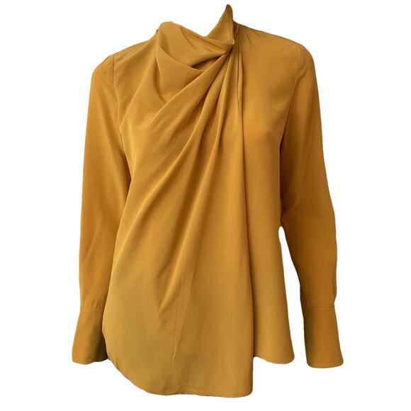 A.L.C. Sophie Silk Goldenrod Drape Tie Back Blouse Top Size 4 EUC - Picture 10 of 10